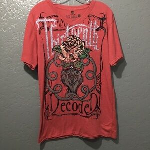 Decoded rose design v-neck T-shirt